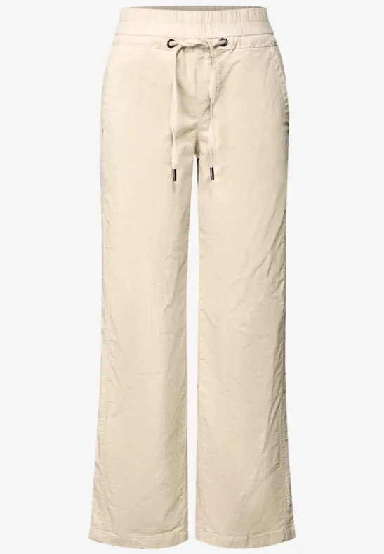 Gewassen look corduroy broek malted beige