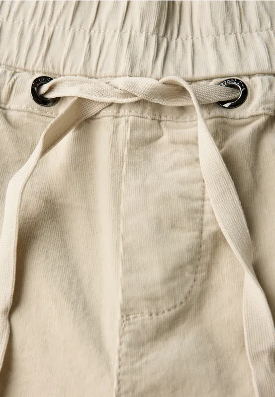 Gewassen look corduroy broek malted beige