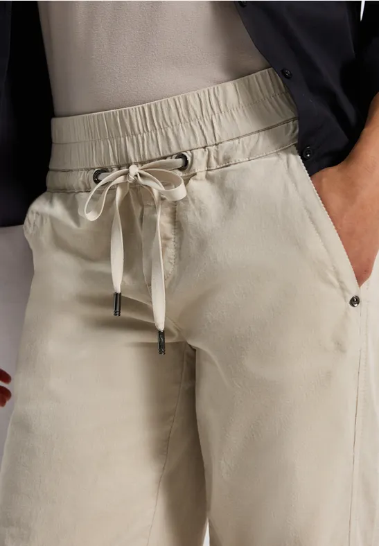 Gewassen look corduroy broek malted beige