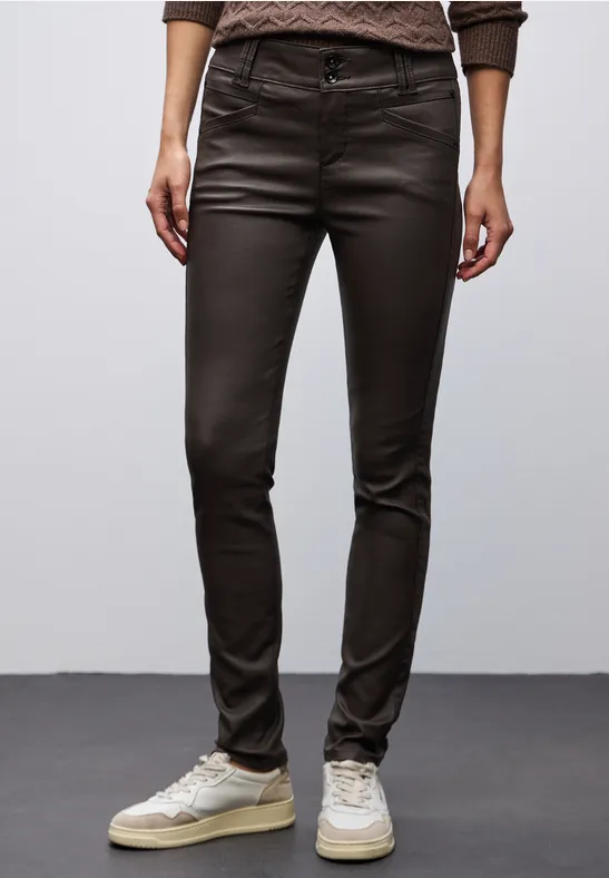 Slim Fit Coated Hose deep roast brown