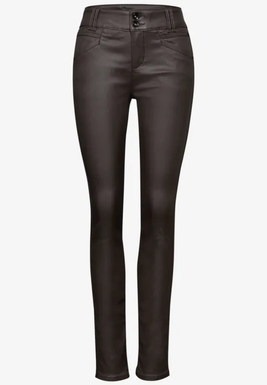 Slim Fit Coated Hose deep roast brown