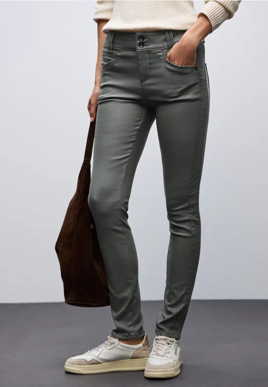 Slim Fit Coated Hose balsam green