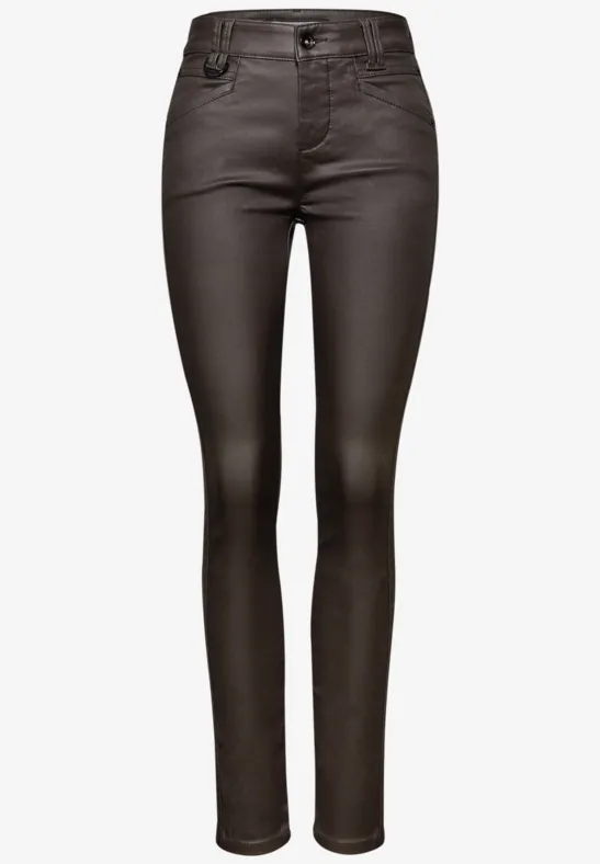 Slim Fit Coated Hose deep roast brown