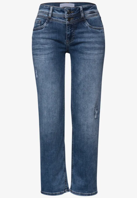 Jeans met verwoeste look mid blue authentic washed