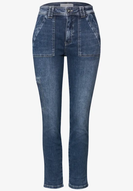 Cargo Jeans im Loose Fit dark blue authentic washed