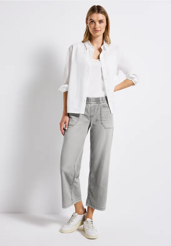 Jeans Culotte Light Grey Random Washed