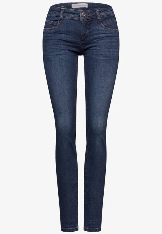 Low Waist Jeans dark blue soft wash