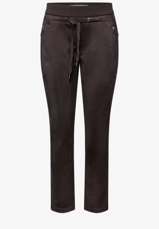 Loose Fit Velours Hose deep roast brown