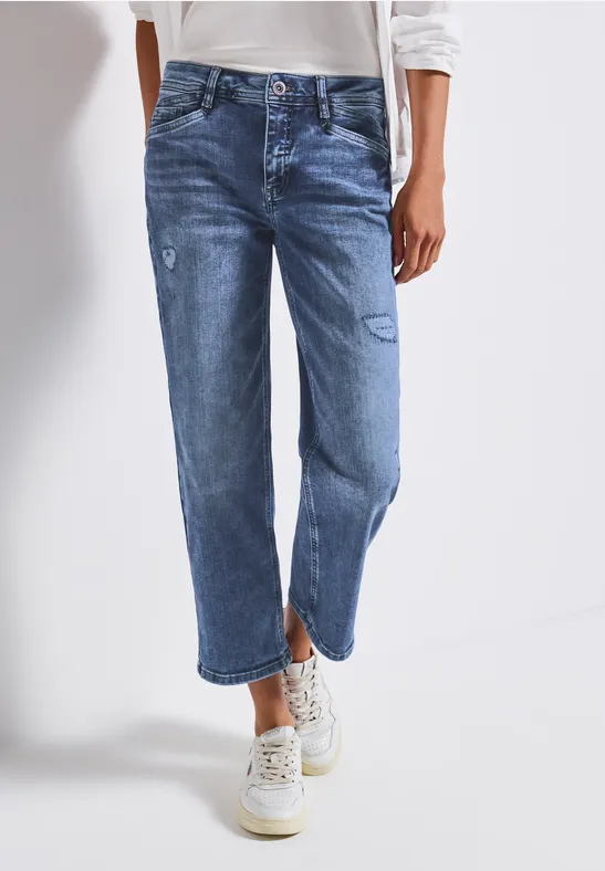 Straight Leg Destroyed Jeans authentic mid blue