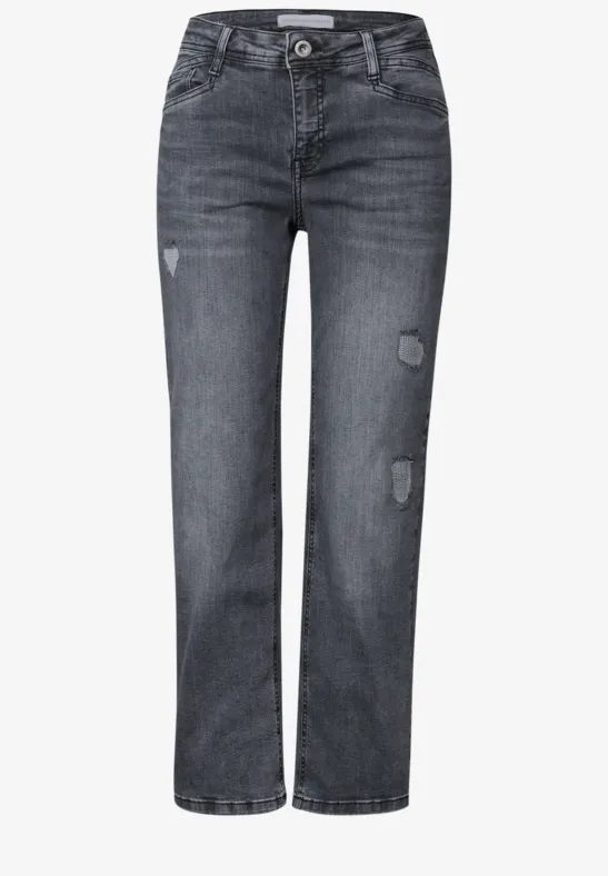 Straight Leg Destroyed Jeans soft grey washed