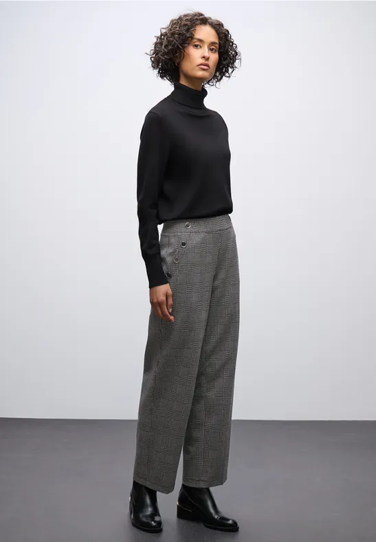 Karierte Straight Leg Hose Black