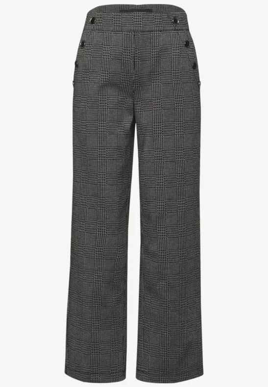 Karierte Straight Leg Hose Black