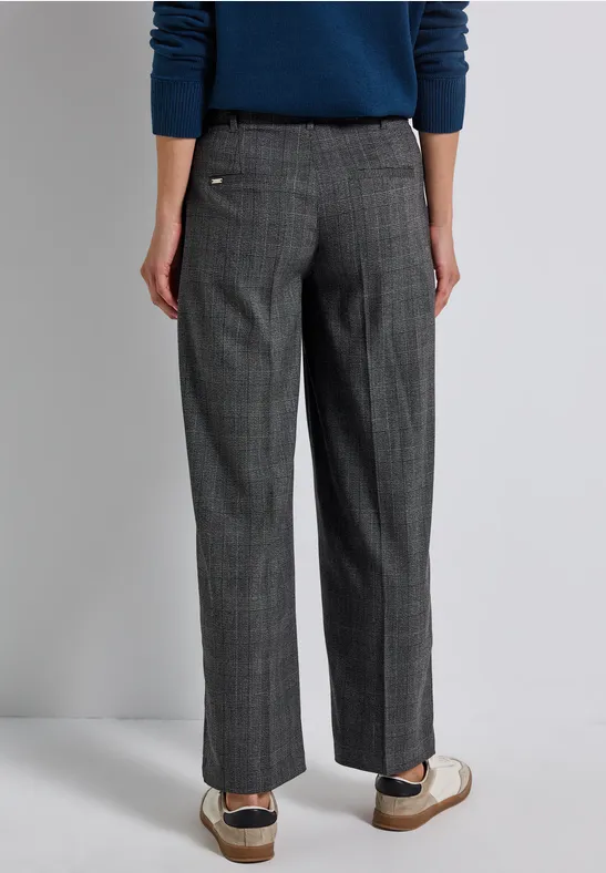 Karierte Straight Leg Hose Black