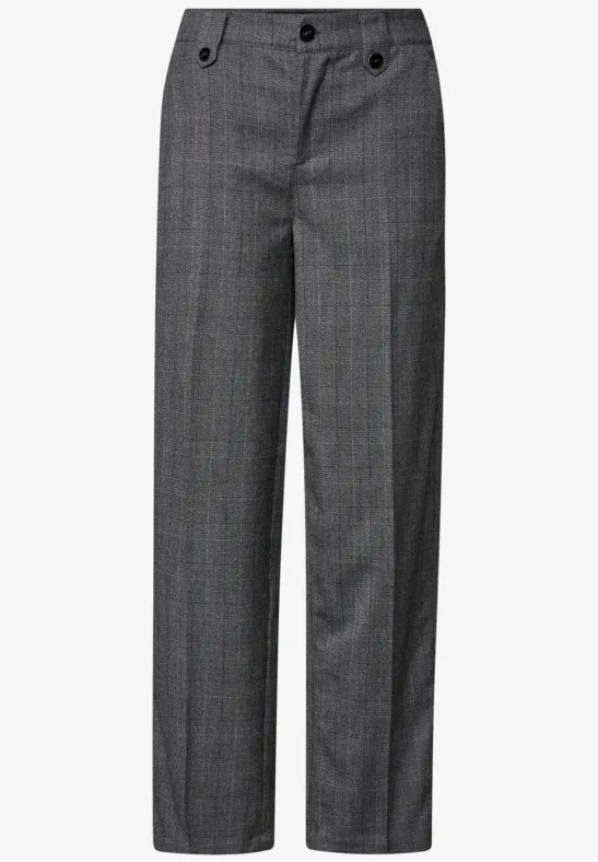 Karierte Straight Leg Hose Black