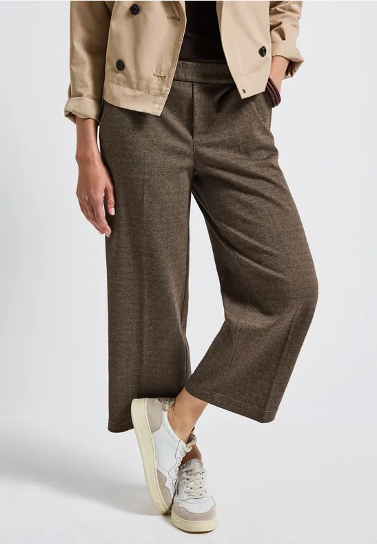 Gemusterte Straight Leg Hose bark brown