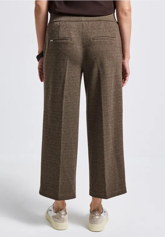 Gemusterte Straight Leg Hose bark brown