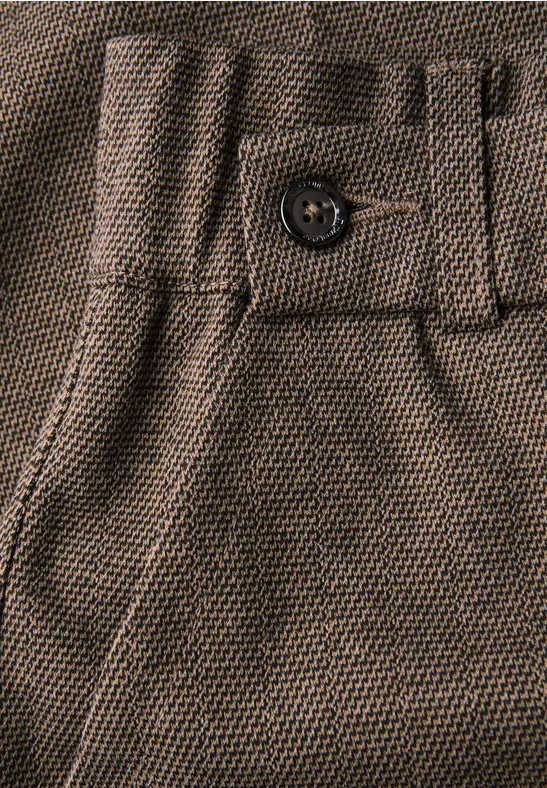 Gemusterte Straight Leg Hose bark brown