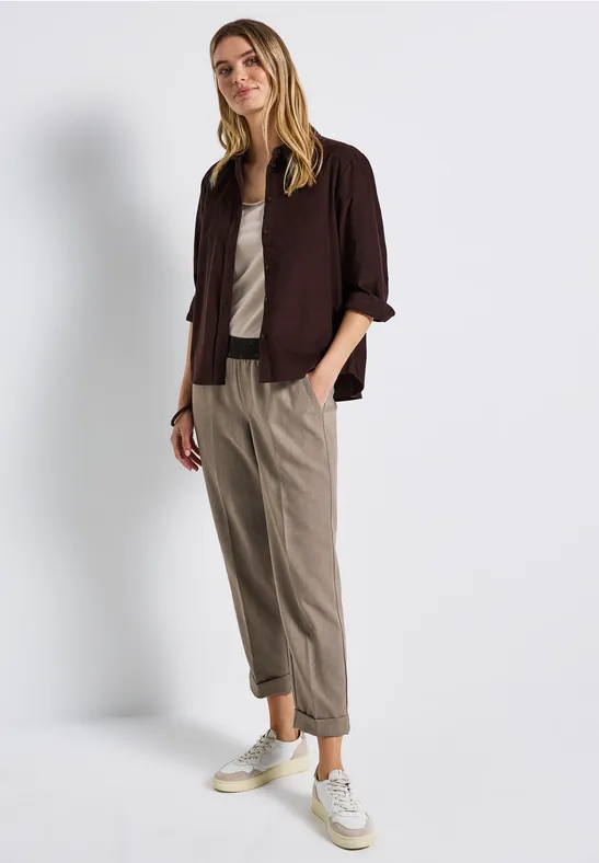 Chino met tailleband bark brown