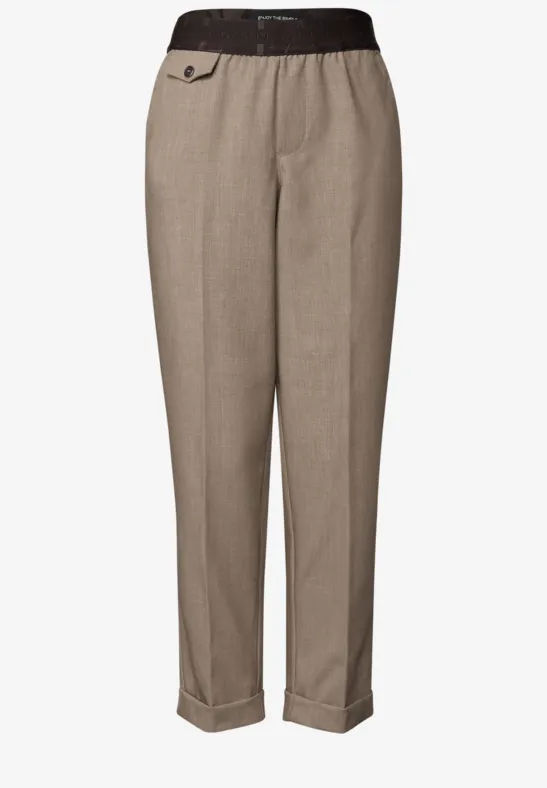 Chino met tailleband bark brown