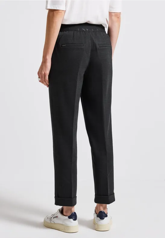 Geruite chino met band in de taille Black