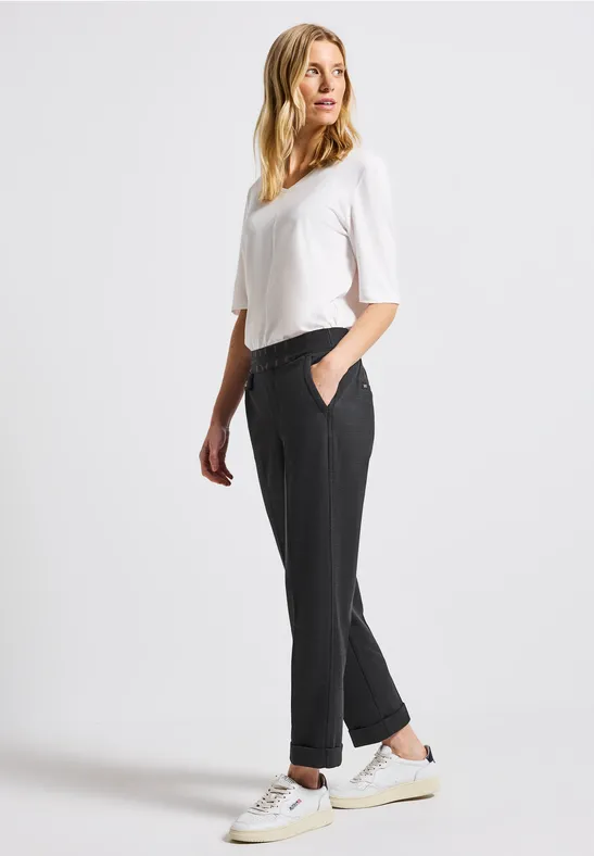 Geruite chino met band in de taille Black