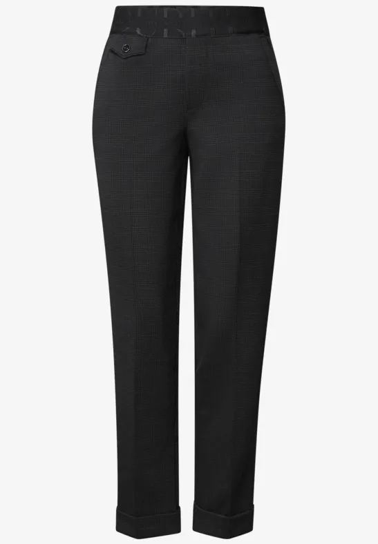 Geruite chino met band in de taille Black
