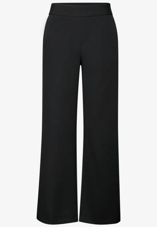 Broek met wijde pijpen in keperstof Black
