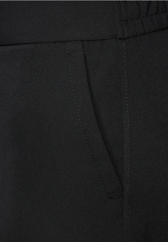 Broek met wijde pijpen in keperstof Black