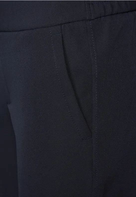 Broek met wijde pijpen in keperstof deep blue
