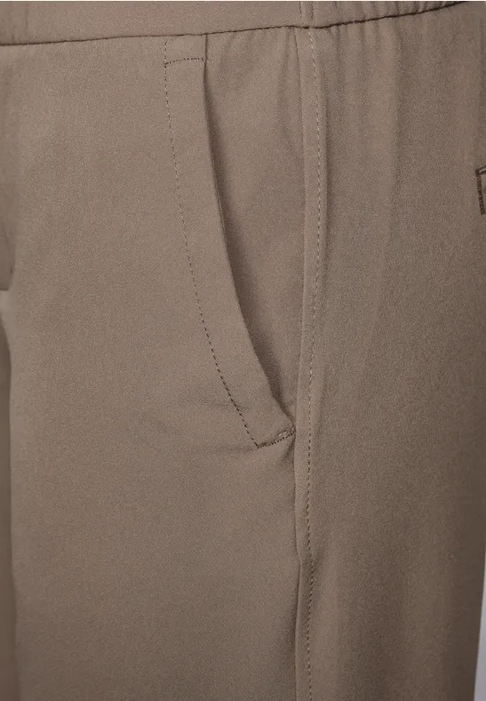 Broek met wijde pijpen in keperstof bark brown