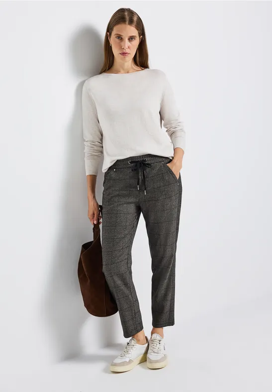 Karierte Loose Fit Hose bark brown