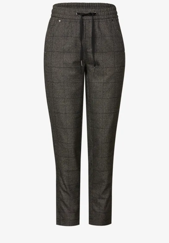 Karierte Loose Fit Hose bark brown