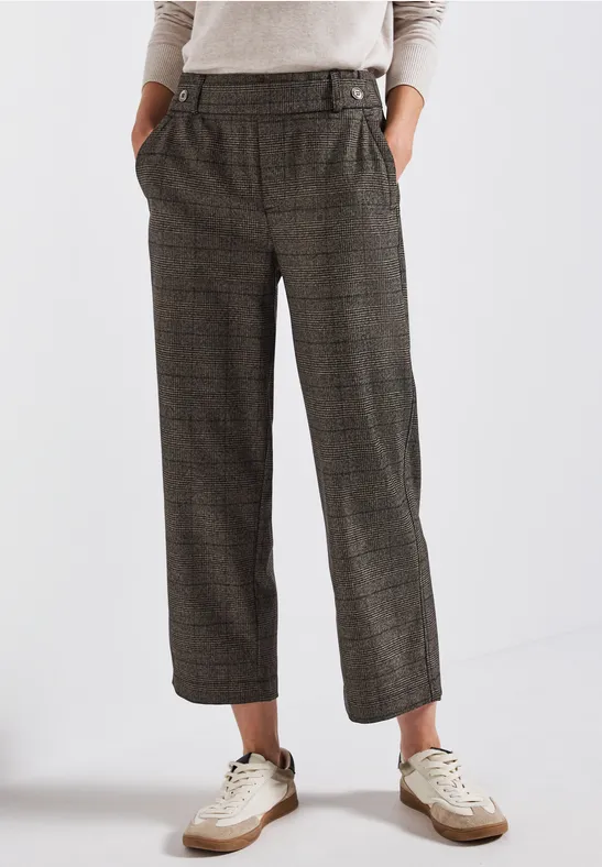 Karierte Straight Leg Hose bark brown