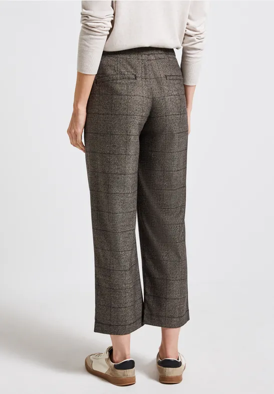Karierte Straight Leg Hose bark brown