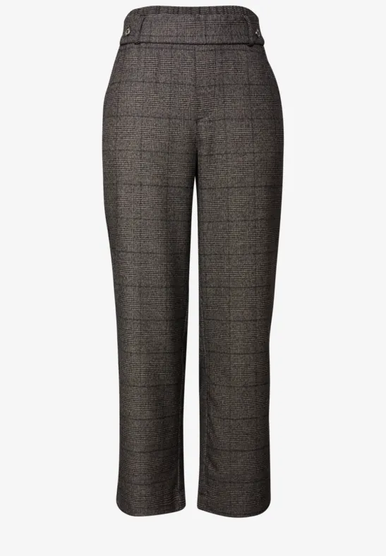 Karierte Straight Leg Hose bark brown