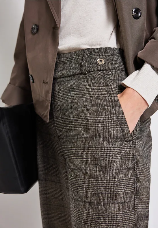Karierte Straight Leg Hose bark brown