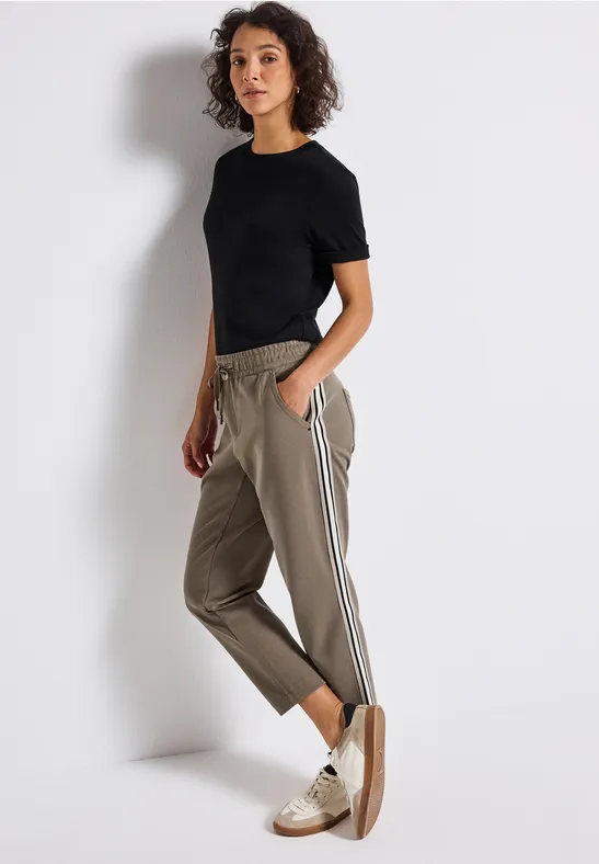 Loose Fit broek met tape bark brown