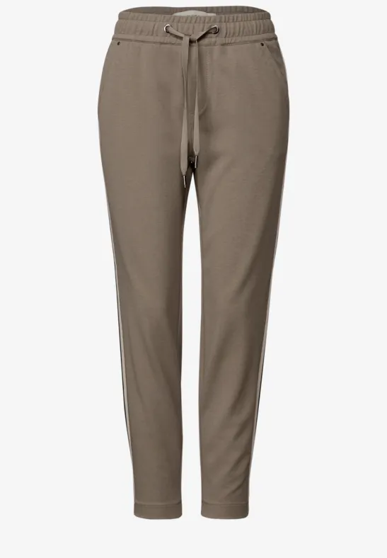 Loose Fit broek met tape bark brown