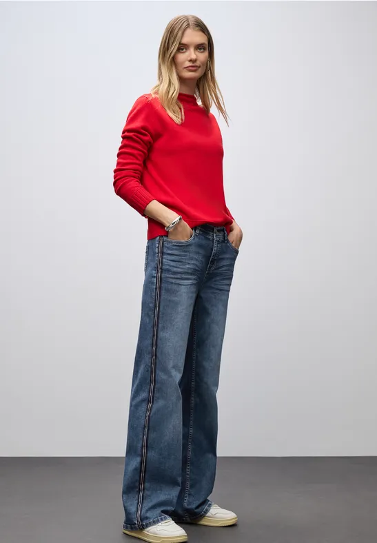 Jeans mit Gallonstreifen Medium Blue Soft washed