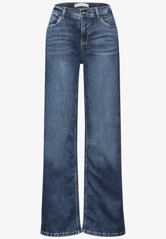 Jeans mit Gallonstreifen Medium Blue Soft washed