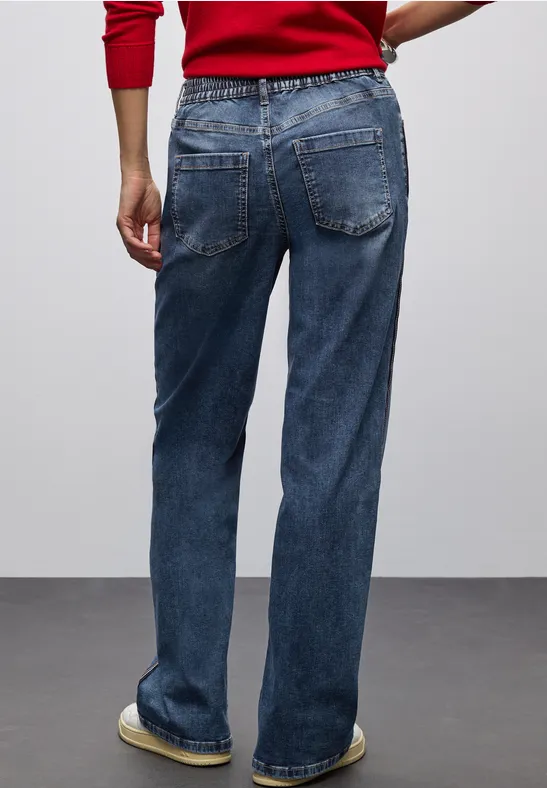 Jeans mit Gallonstreifen Medium Blue Soft washed