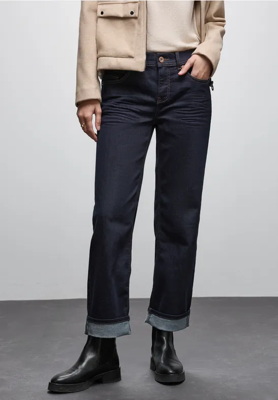 Rinsed Straight Leg Jeans Rinse Blue washed
