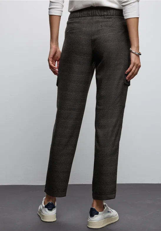 Karierte Cargo Hose silk brown
