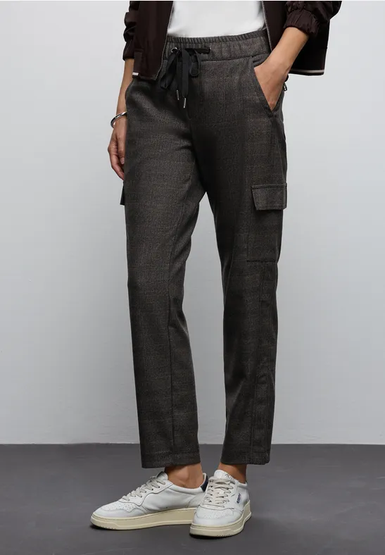 Karierte Cargo Hose silk brown