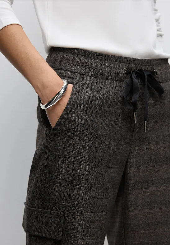 Karierte Cargo Hose silk brown