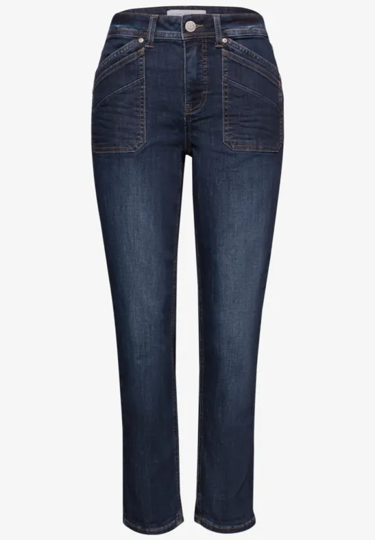 Jeans mit Patch Pockets Dark blue washed