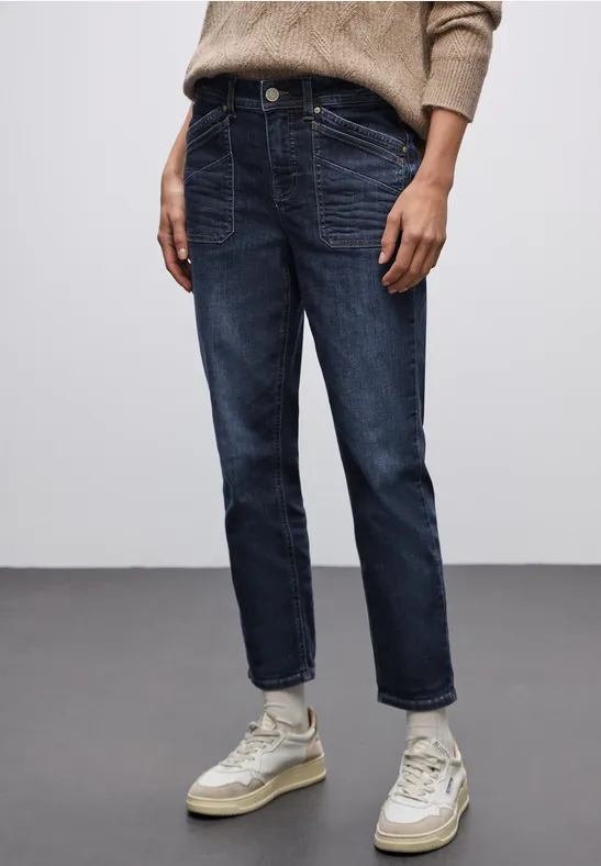 Jeans mit Patch Pockets Dark blue washed