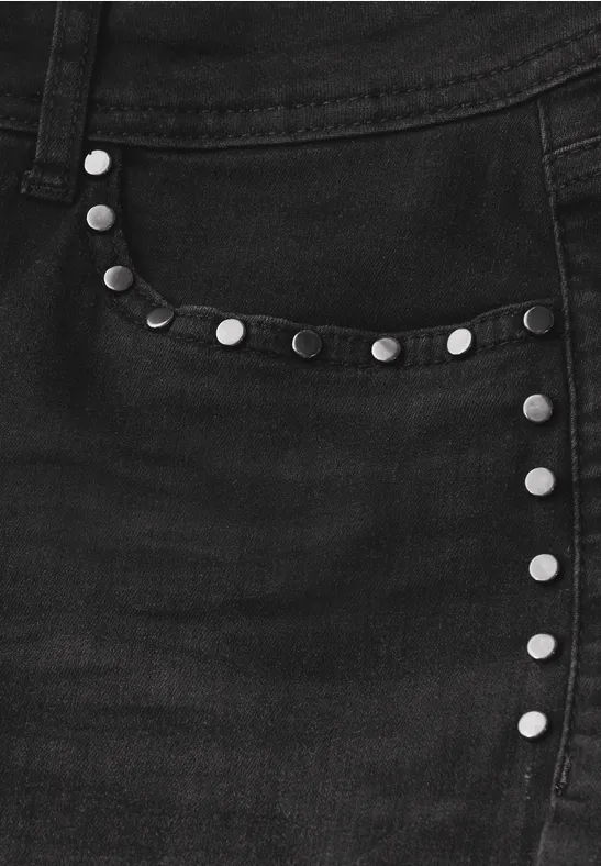 Bootcut Jeans mit Nieten Black Washed