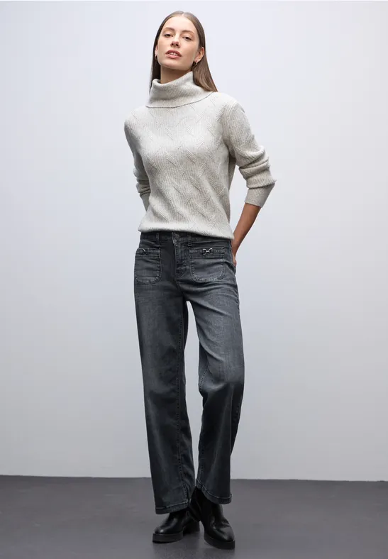 Wide Leg Jeans Steel Grey Washed