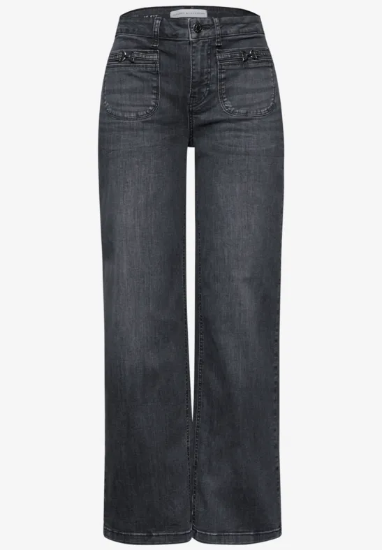 Wide Leg Jeans Steel Grey Washed